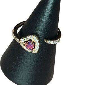 Heart-Shaped Rose Gold and Red Gemstone Ring